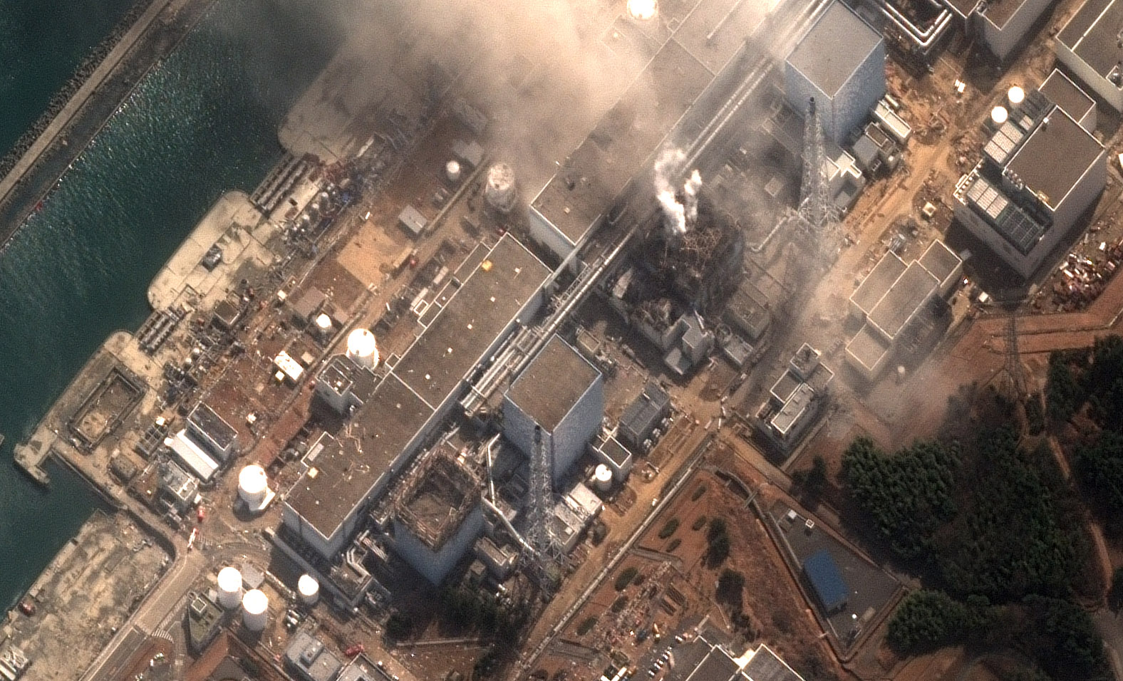 Fukushima power plant after explosions, March 2011